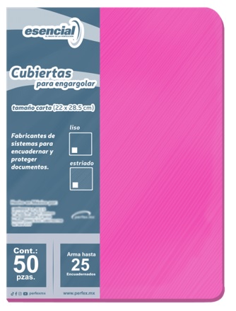 31617. Tapa para Encuadernar Estriado Esencial 14P Carta Rosa (50).