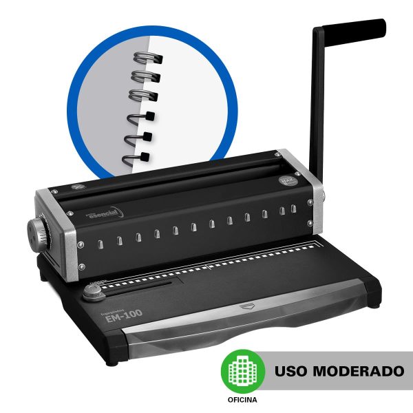 EM100. Encuadernadora Metálica Esencial 3:1 EM100 Resorte Metal y Plástico  Perfex