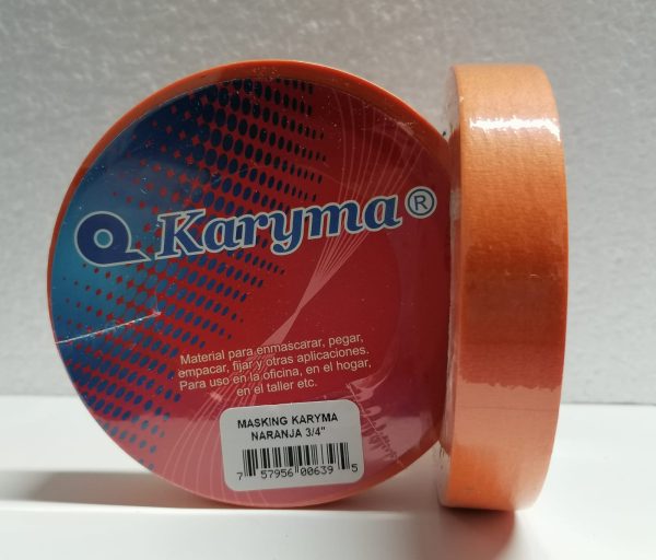 34NA. Masking Tape De 34″ Karyma Naranja 18mm X 25 Mts. (64)