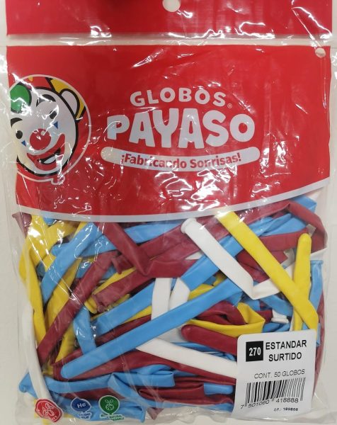 8888. Globo No. 270 Surtido Payaso (50uds)